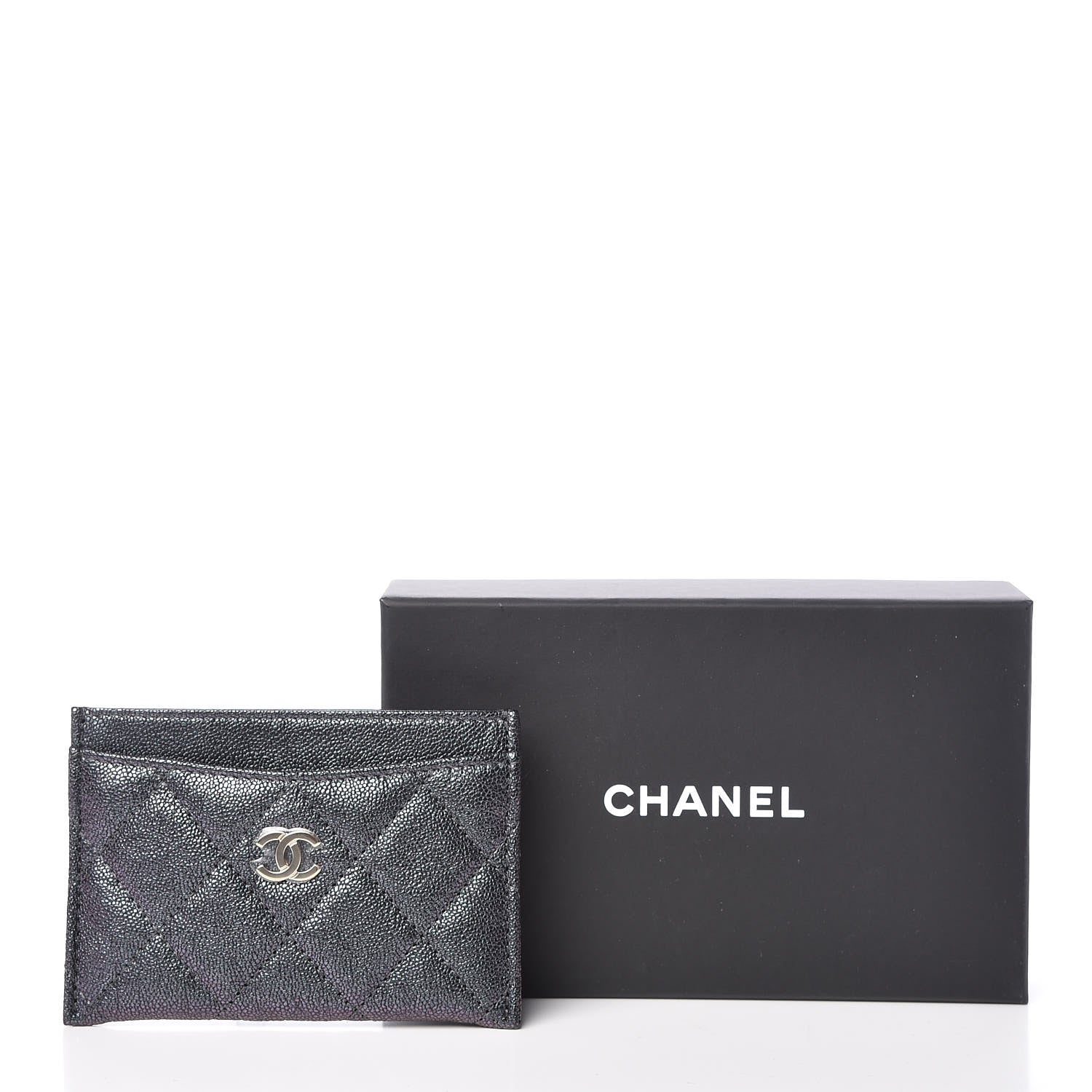Chanel Iridescent Caviar Quilted Card Holder Black 9 of 9