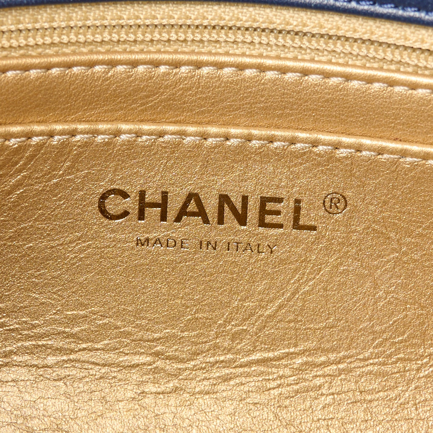 Lambskin Quilted Mini Pearl Crush Rectangular Flap Navy Blue