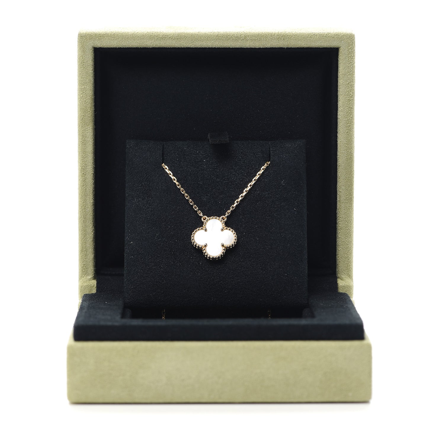 18K Yellow Gold Mother of Pearl Vintage Alhambra Pendant Necklace