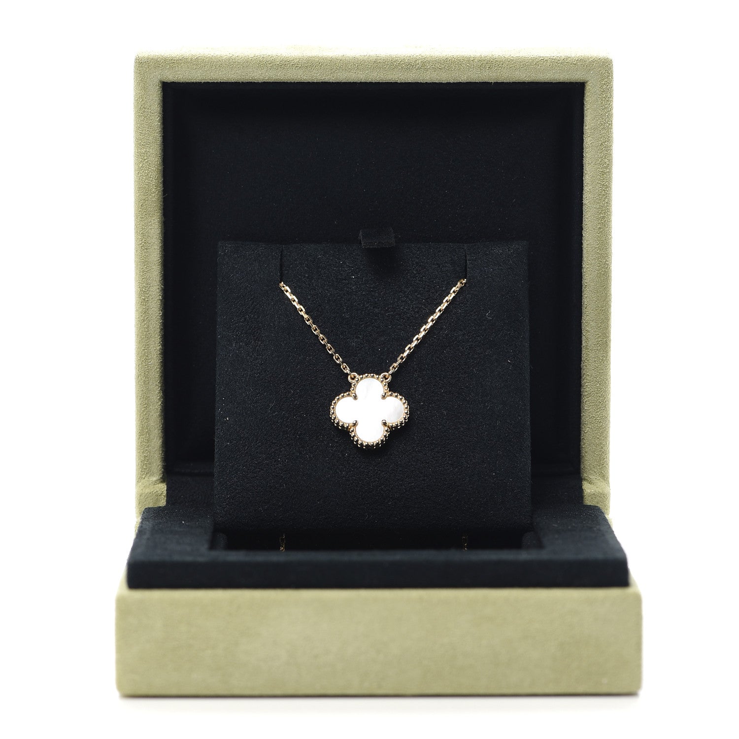 Van Cleef & Arpels 18K Yellow Gold Mother of Pearl Vintage Alhambra Pendant Necklace 8 of 8