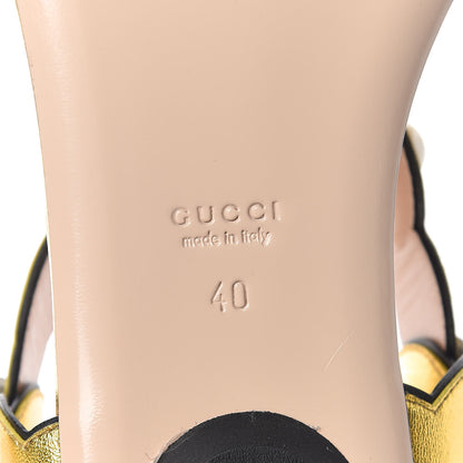 Gucci Metallic Nappa Willow Pearl Thong Sandals 40 Gold 6 of 10