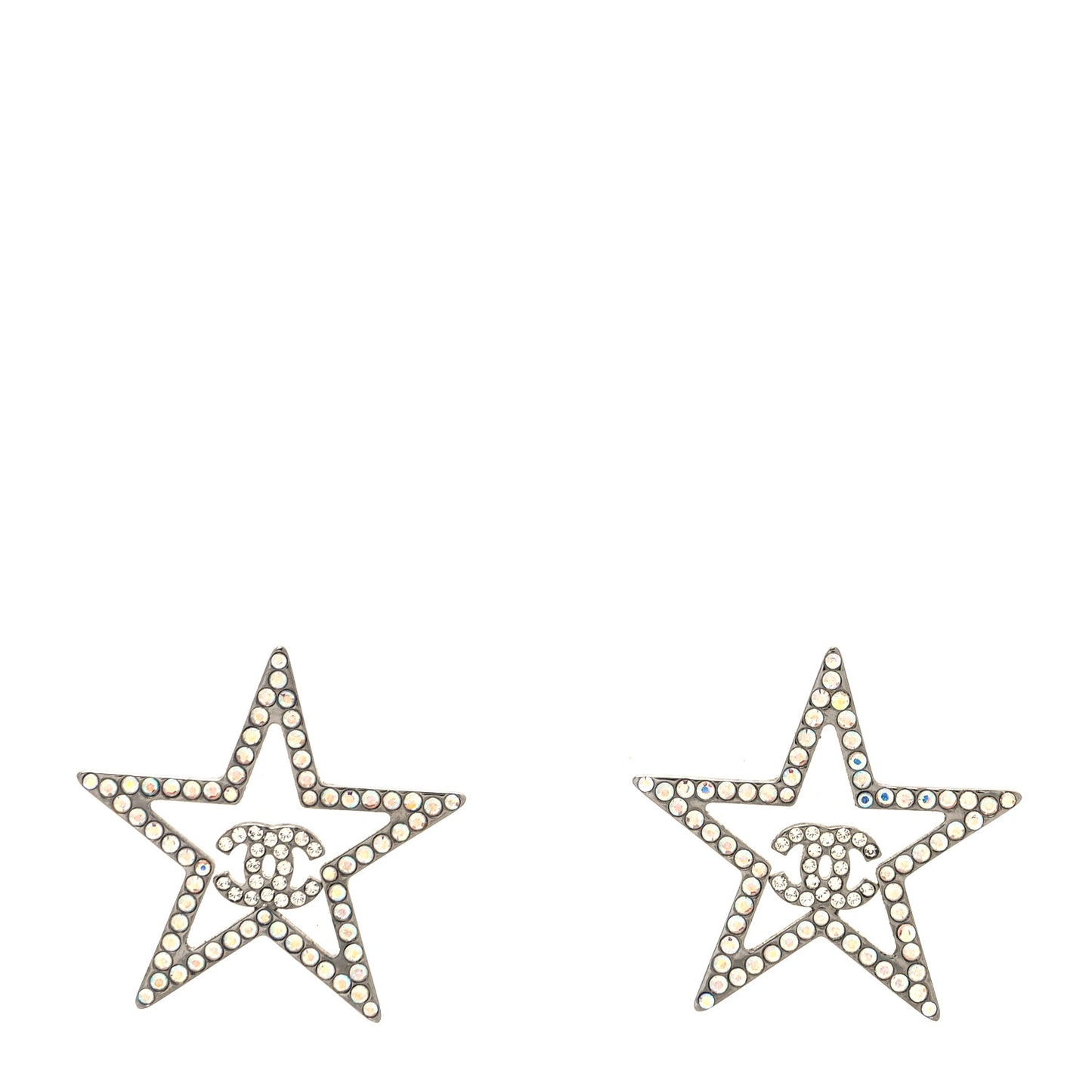 Ruthenium Crystal Star CC Earrings Iridescent Pink