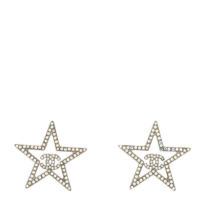 Chanel Ruthenium Crystal Star CC Earrings Iridescent Pink 1 of 4