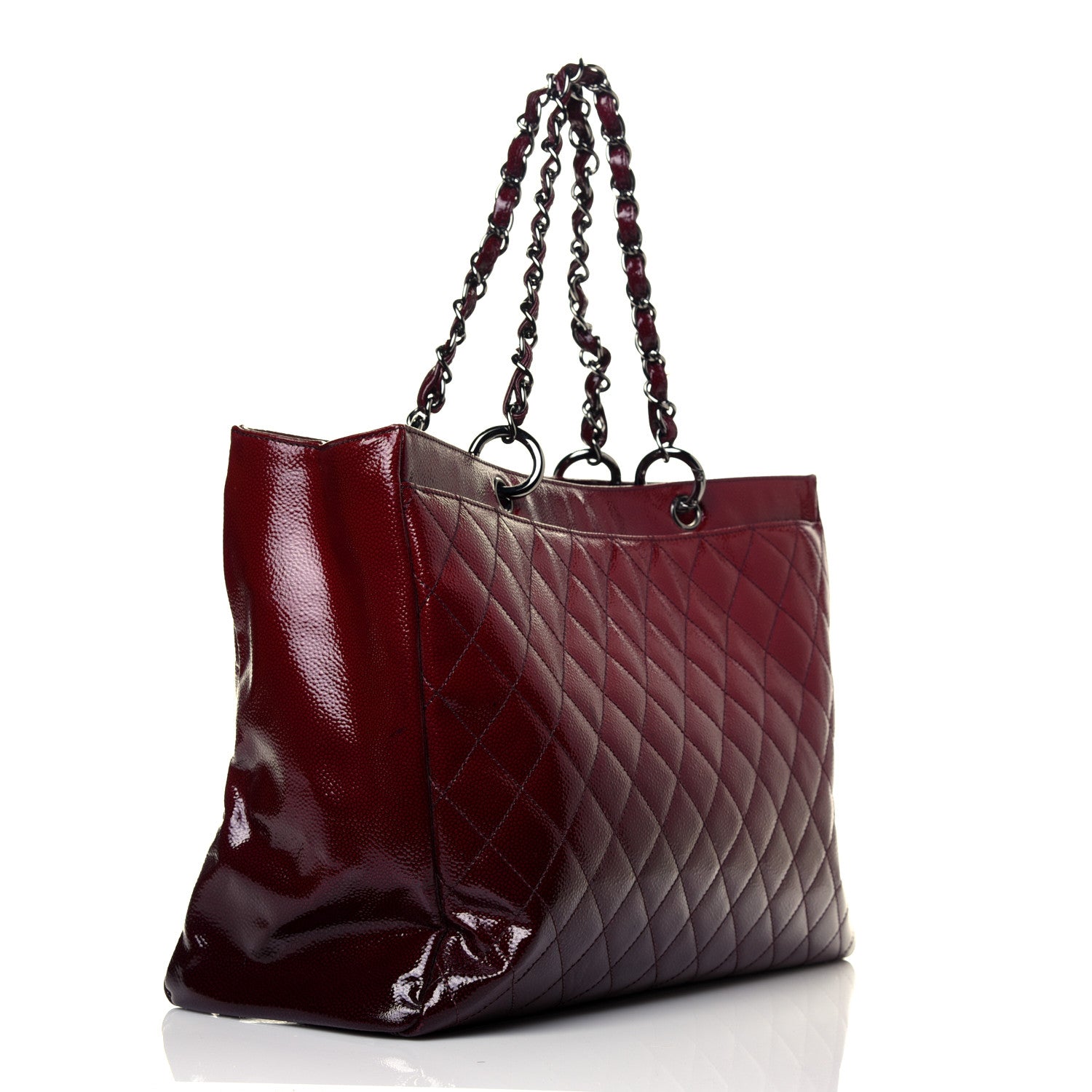Chanel Patent Caviar Diamond Quilted Large Shine Reissue Tote Red 2 of 11