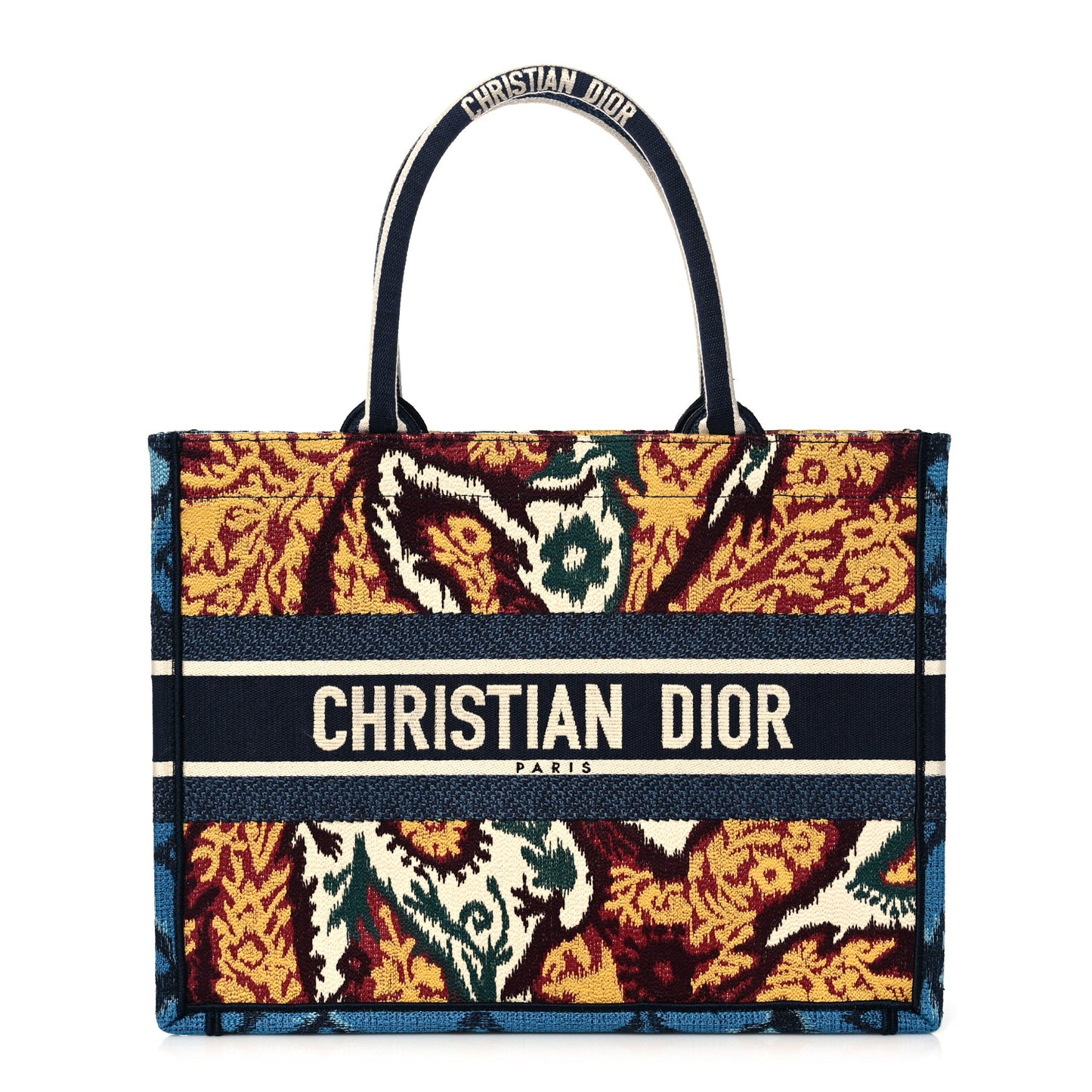 Canvas Embroidered Paisley Medium Book Tote Blue Multicolor