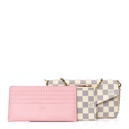 Louis Vuitton Damier Azur Pochette Felicie Chain Wallet Rose Ballerine 2 of 5