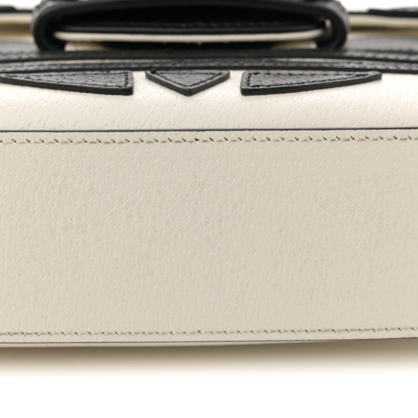 X ADIDAS Textured Dollar Calfskin Web Trefoil Mini Horsebit 1955 Shoulder Bag Off White Black