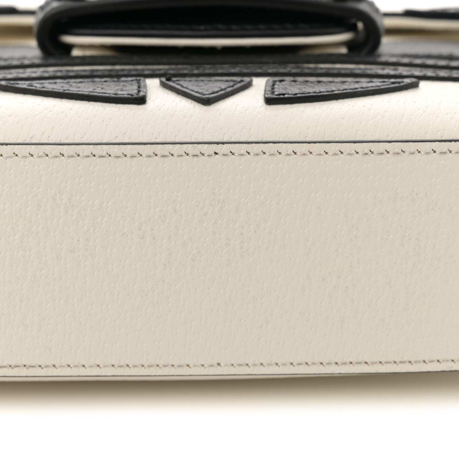 Gucci X ADIDAS Textured Dollar Calfskin Web Trefoil Mini Horsebit 1955 Shoulder Bag Off White Black 11 of 11