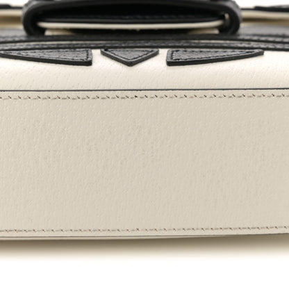 Gucci X ADIDAS Textured Dollar Calfskin Web Trefoil Mini Horsebit 1955 Shoulder Bag Off White Black 11 of 11