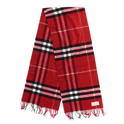 Burberry Cashmere Giant Check Fringe Scarf Parade Red 3 of 7