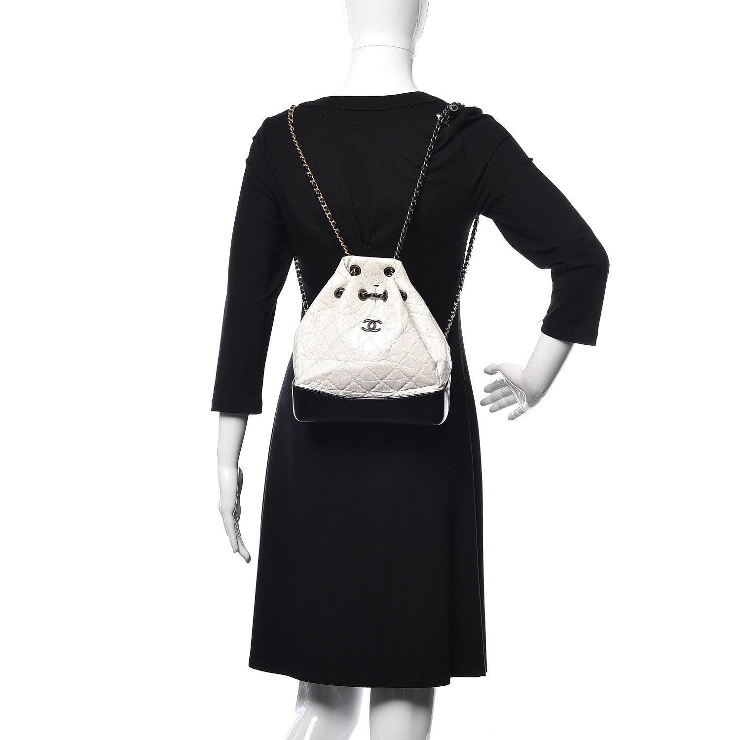 Chanel Aged Calfskin Quilted Small Gabrielle Backpack Black White 2 of 10