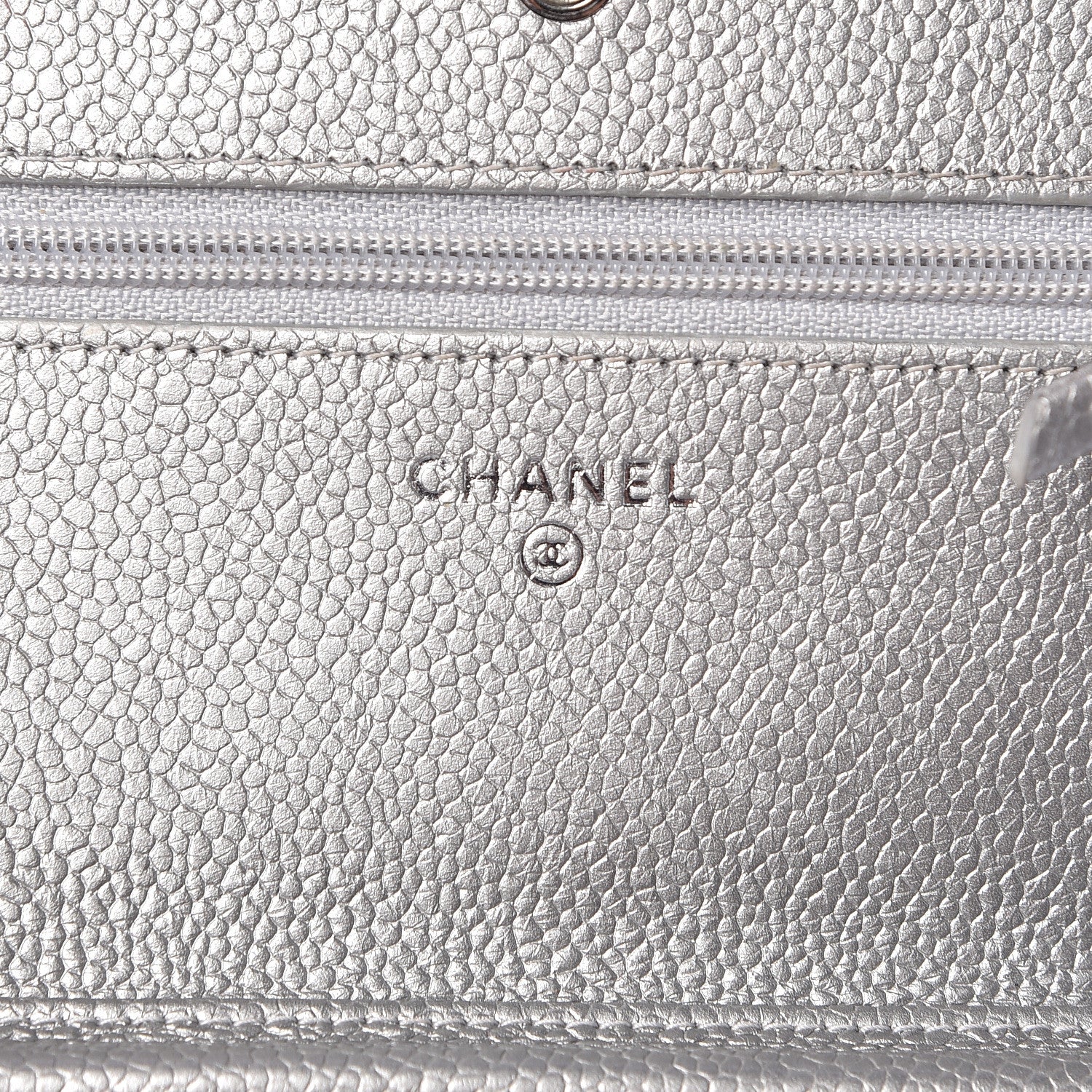 Chanel Metallic Caviar Quilted Wallet on Chain WOC Silver 6 of 12