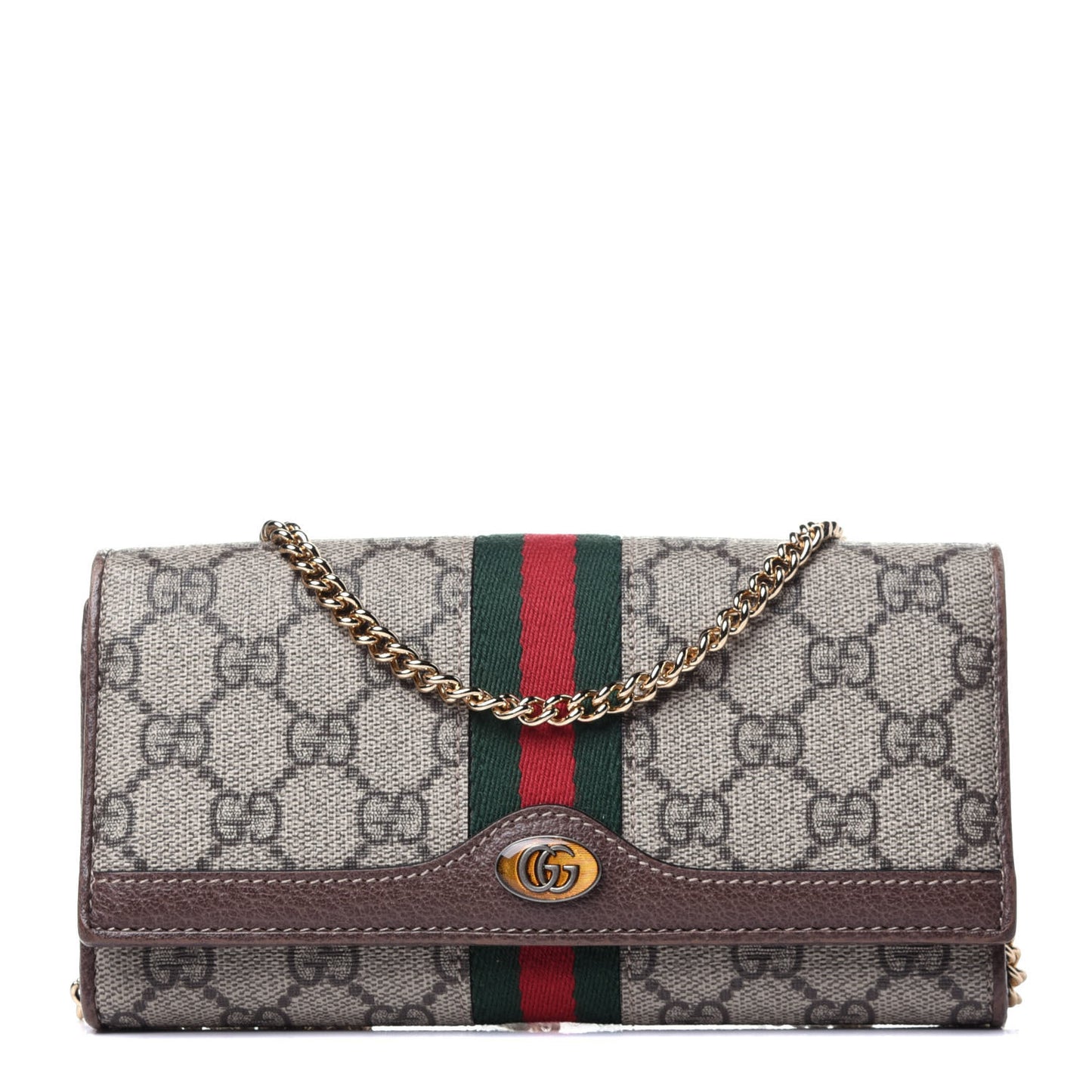 GG Supreme Monogram Web Ophidia Wallet On Chain Brown