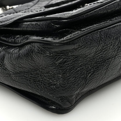Saint Laurent Crinkled Calfskin Matelasse Monogram Large Niki Chain Satchel Black 8 of 9