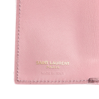Saint Laurent Grain De Poudre Matelasse Chevron Monogram Tiny Wallet Tender Pink 6 of 8