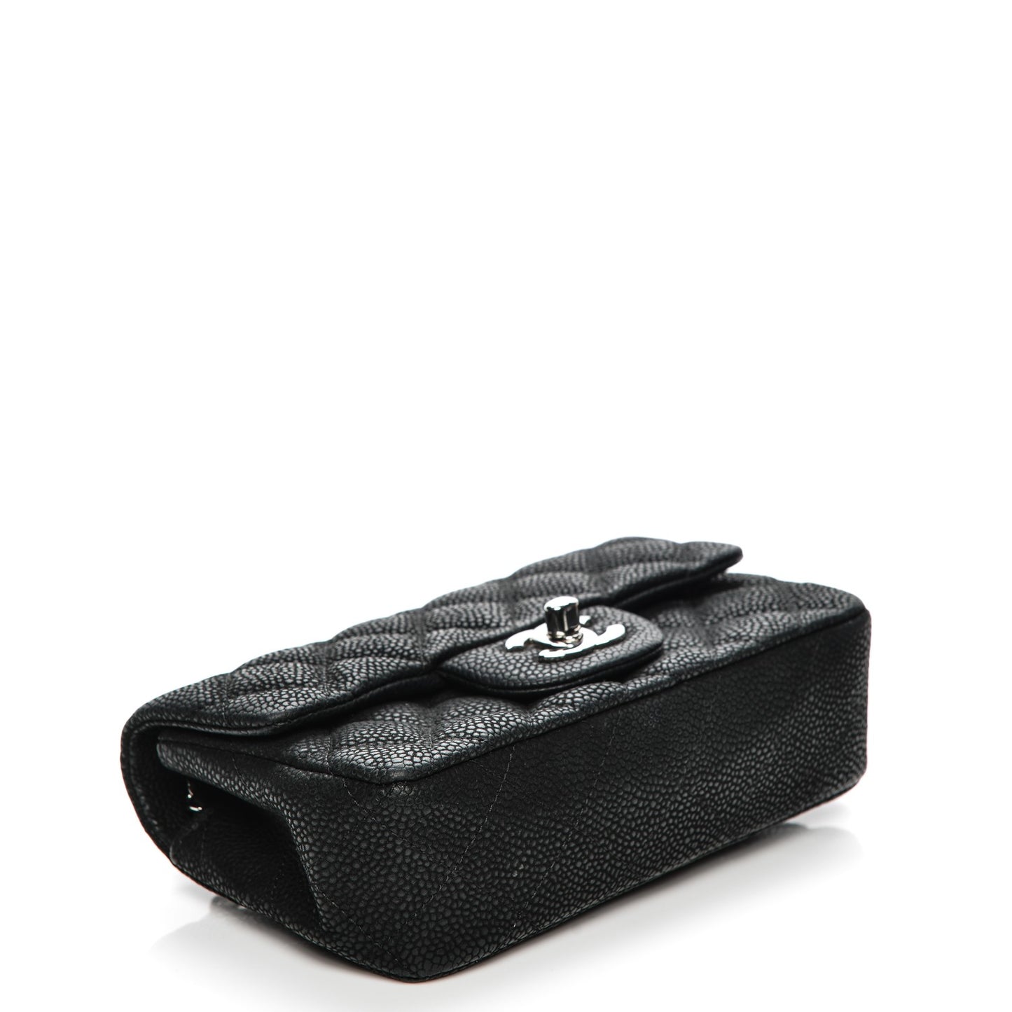 Iridescent Caviar Quilted Extra Mini Flap Black