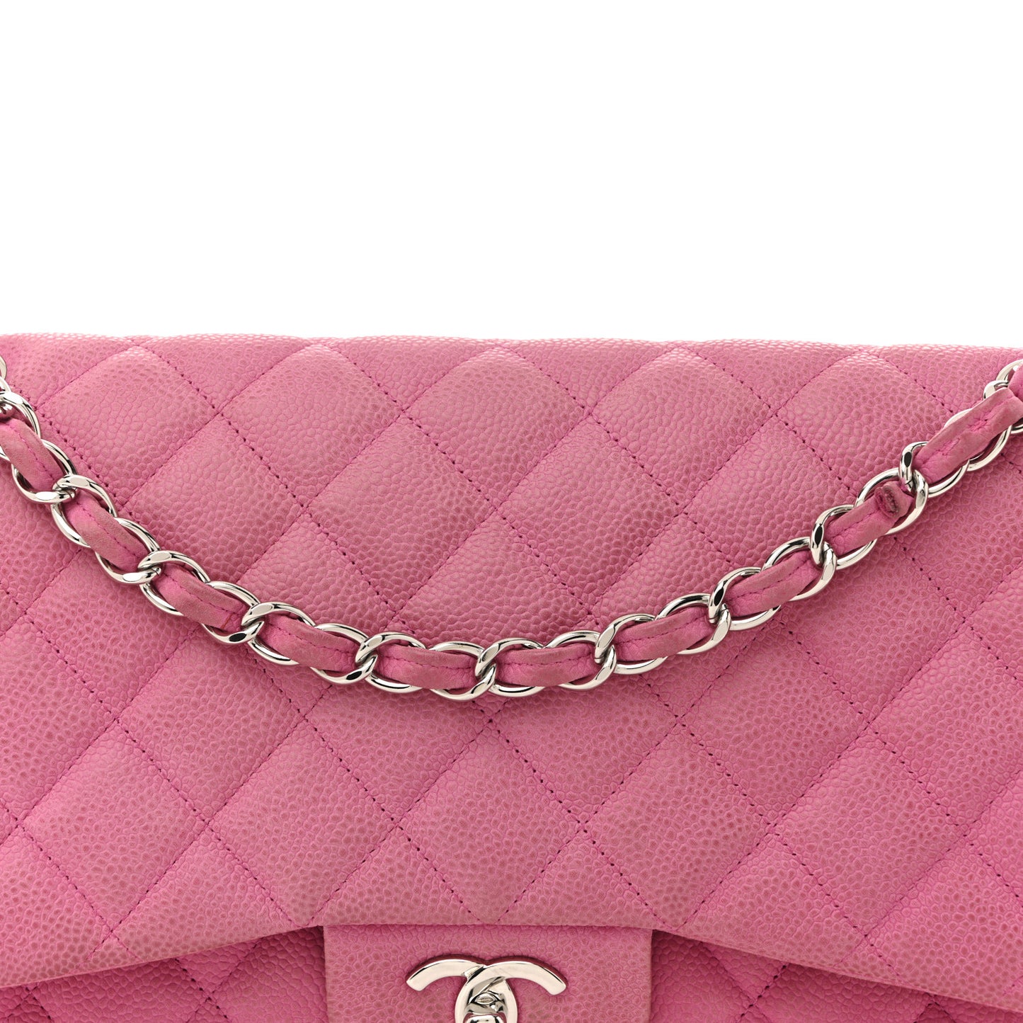 Caviar Quilted Jumbo Double Flap Pink