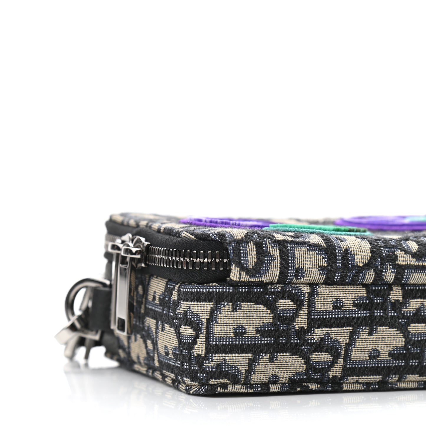 X KENNY SCHARF Oblique Canvas Embroidered Patches Crossbody Charcoal