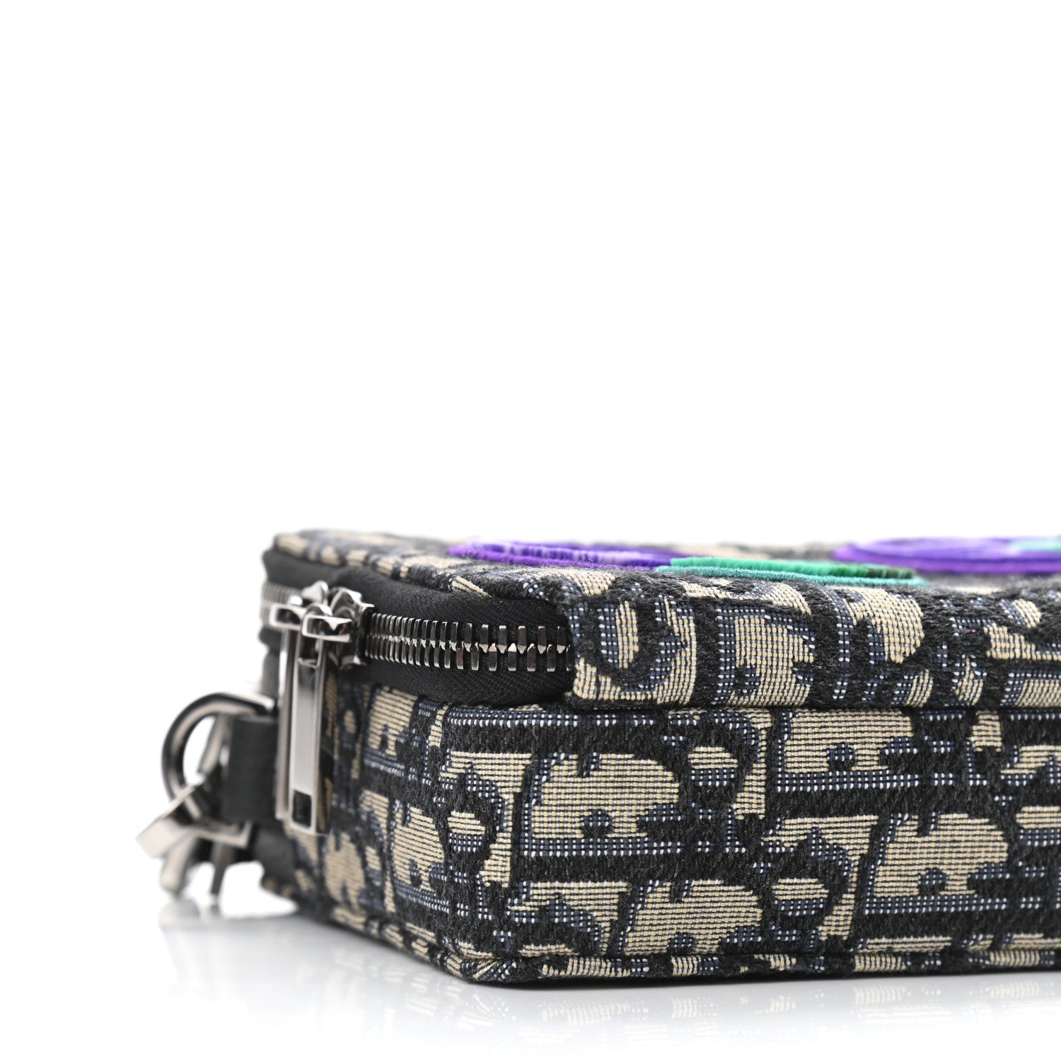 Christian Dior X KENNY SCHARF Oblique Canvas Embroidered Patches Crossbody Charcoal 9 of 10