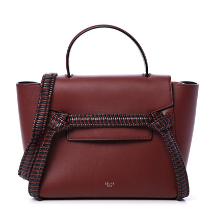 Celine Smooth Calfskin Micro Bi-Color Braided Belt Bag Red Wood 1 of 14