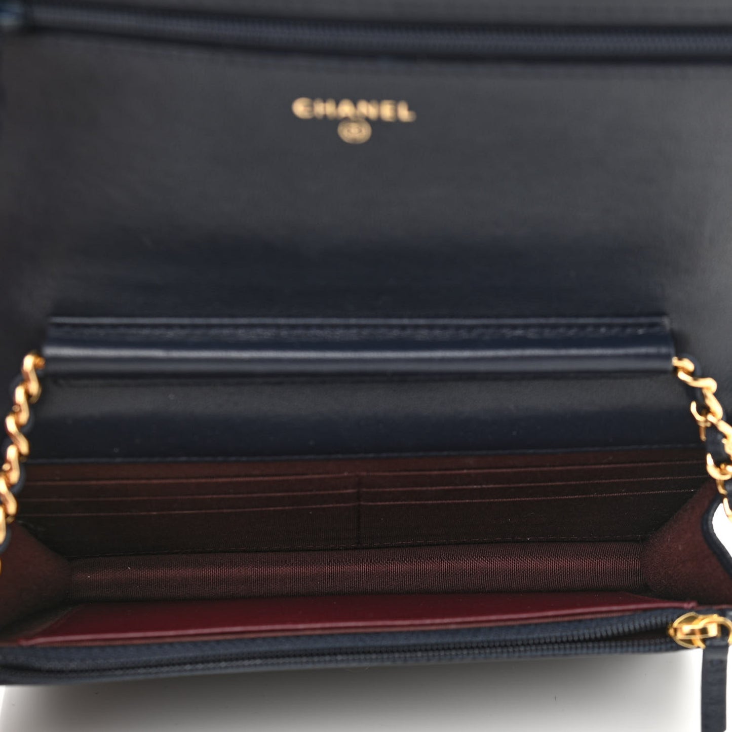 Sheepskin Quilted Mademoiselle Vintage Wallet On Chain WOC Navy