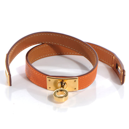 Hermes Epsom Kelly Double Tour Bracelet Orange XS 3 of 7