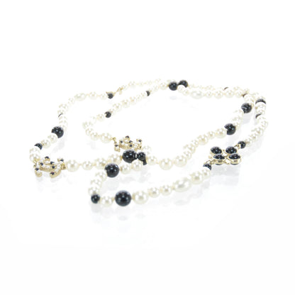 Chanel Long Pearl Gripoix CC Necklace Black White 08P 1 of 7