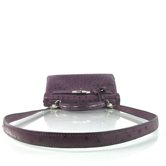 Ostrich Kelly 28 Handbag Violet