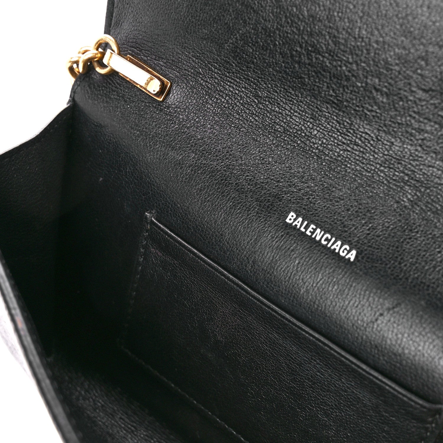 Balenciaga Grained Calfskin Logo Cash Phone Holder Wallet On Chain Black White 12 of 12