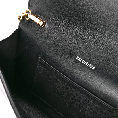 Balenciaga Grained Calfskin Logo Cash Phone Holder Wallet On Chain Black White 12 of 12