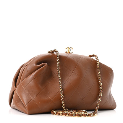 Chanel Lambskin Quilted Clutch With Chain Brown 3 of 10