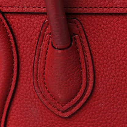 Celine Drummed Calfskin Nano Luggage Red 13 of 14