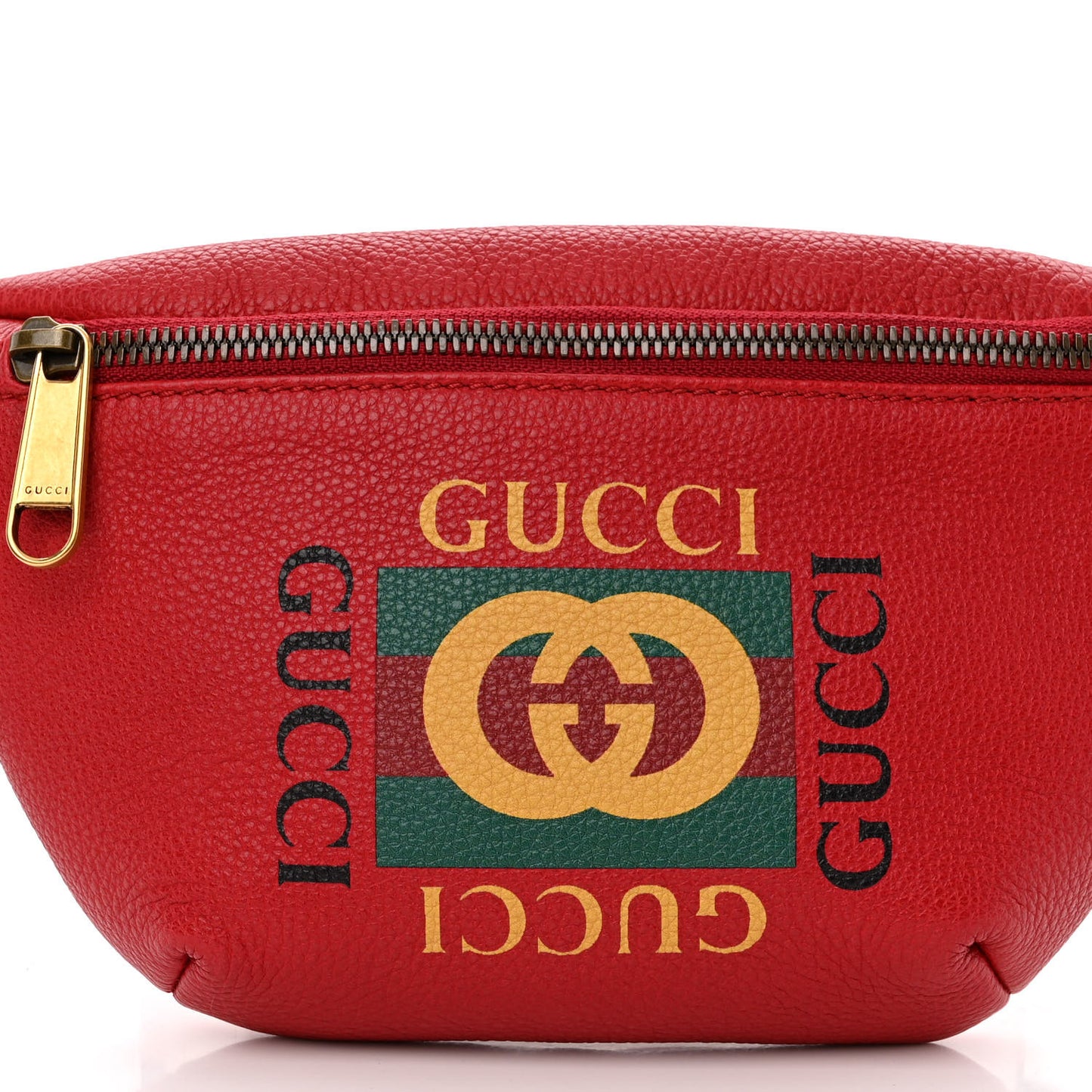 Grained Calfskin Small Logo Belt Bag Hibiscus Red