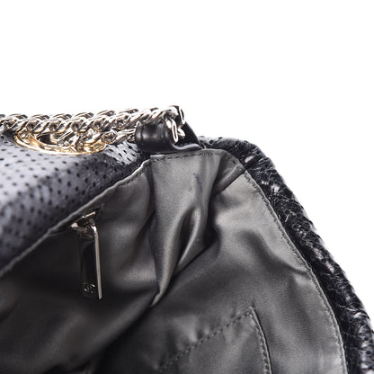 Chanel Metallic Crackled Calfskin Large Perforated Drill Flap Black 9 of 12