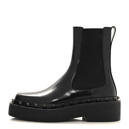Valentino Garavani Calfskin Rockstud M-Way 50mm Beatle Boots 38 Black 1 of 8