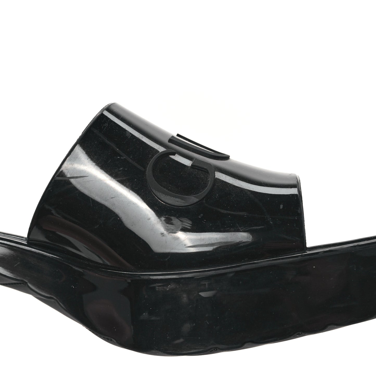 Rubber Gucci Logo Womens Platform 20/60mm Slide Sandals 40 Black