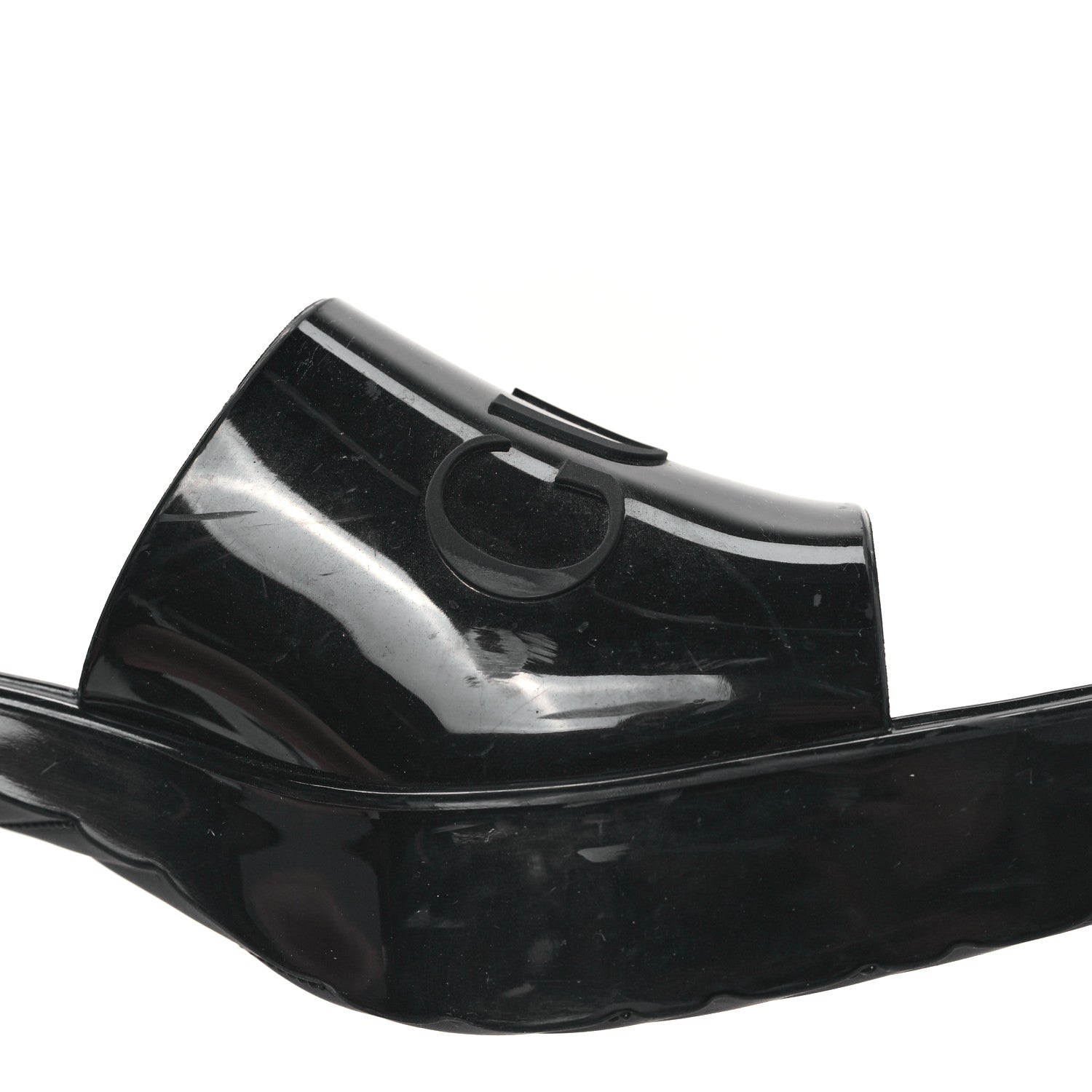 Gucci Rubber Gucci Logo Womens Platform 20/60mm Slide Sandals 40 Black 10 of 11