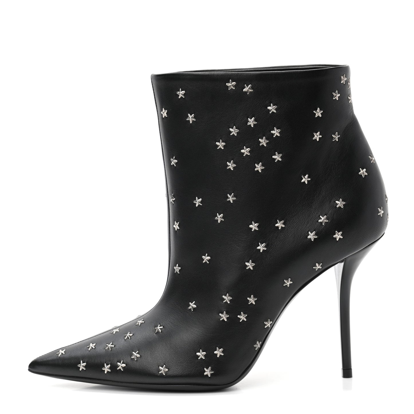 Calfskin Star Studded Ankle Booties 38 Black