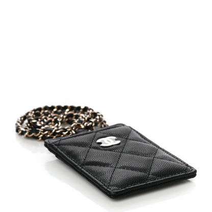 Chanel Caviar Quilted Card Holder On Chain Black 5 of 11