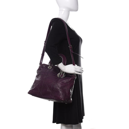 Christian Dior Lambskin Cannage Medium Granville Tote Purple 2 of 20