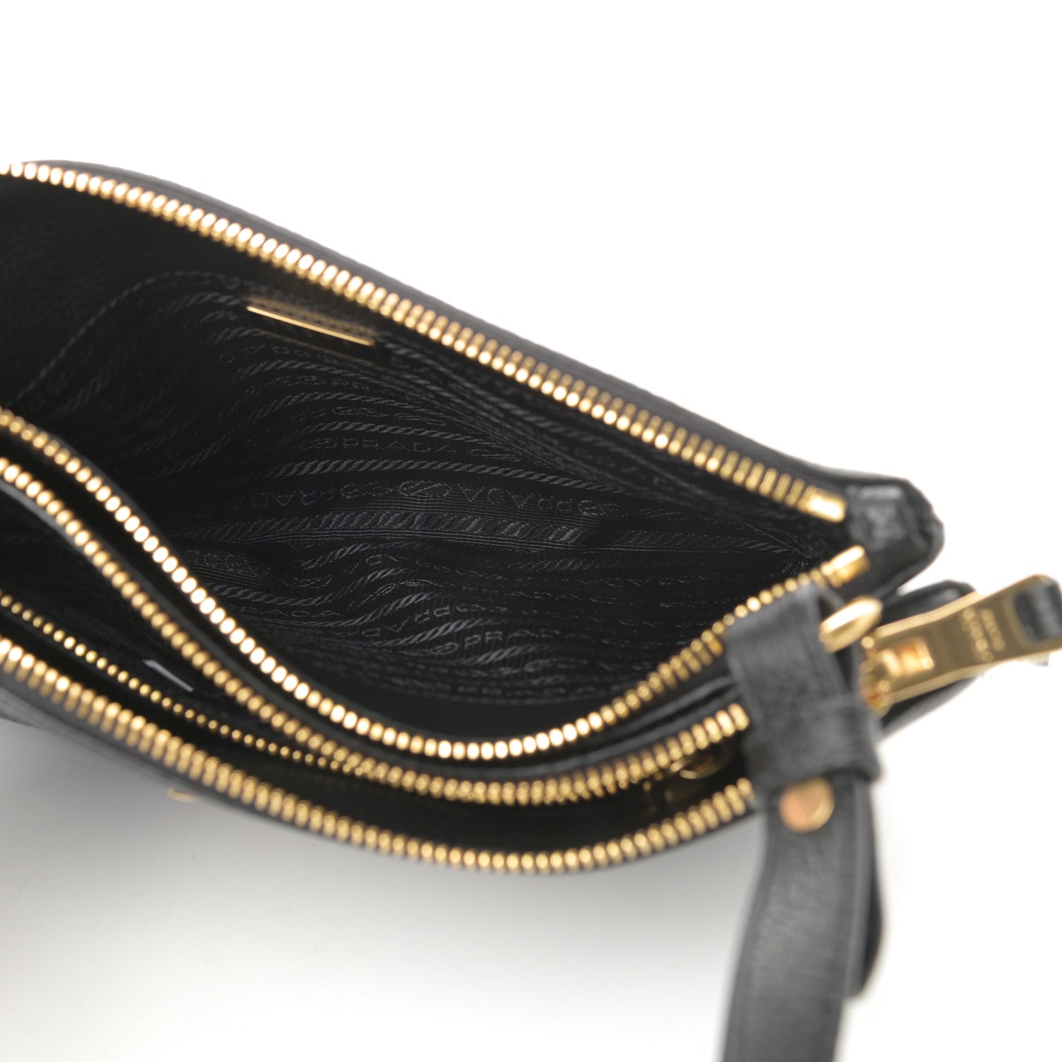 Prada Vitello Phenix Double Zip Crossbody Bag Black 5 of 12