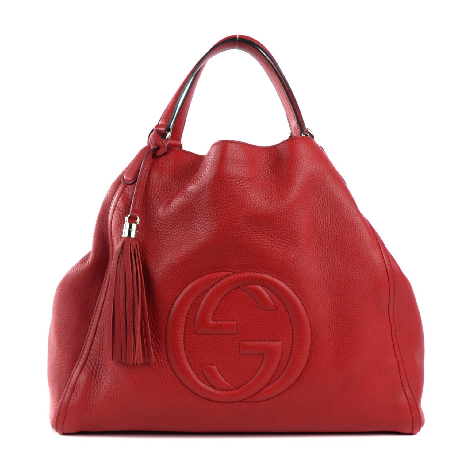 Gucci Pebbled Calfskin Large Soho Shoulder Bag Red 1 of 7