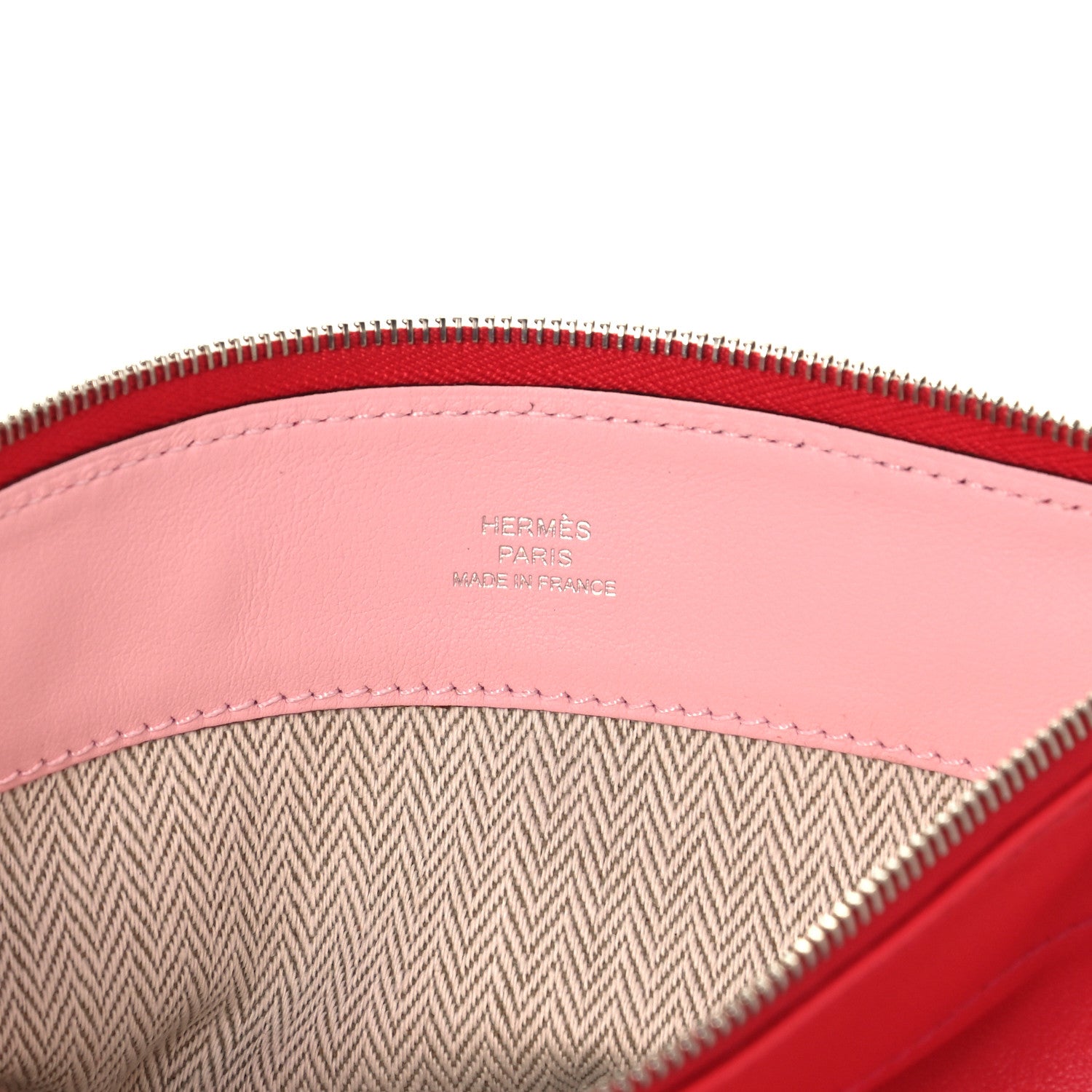 Hermes Milo Lambskin Swift Tohubohu Pouch MM Capucine Rose Sakura 6 of 8