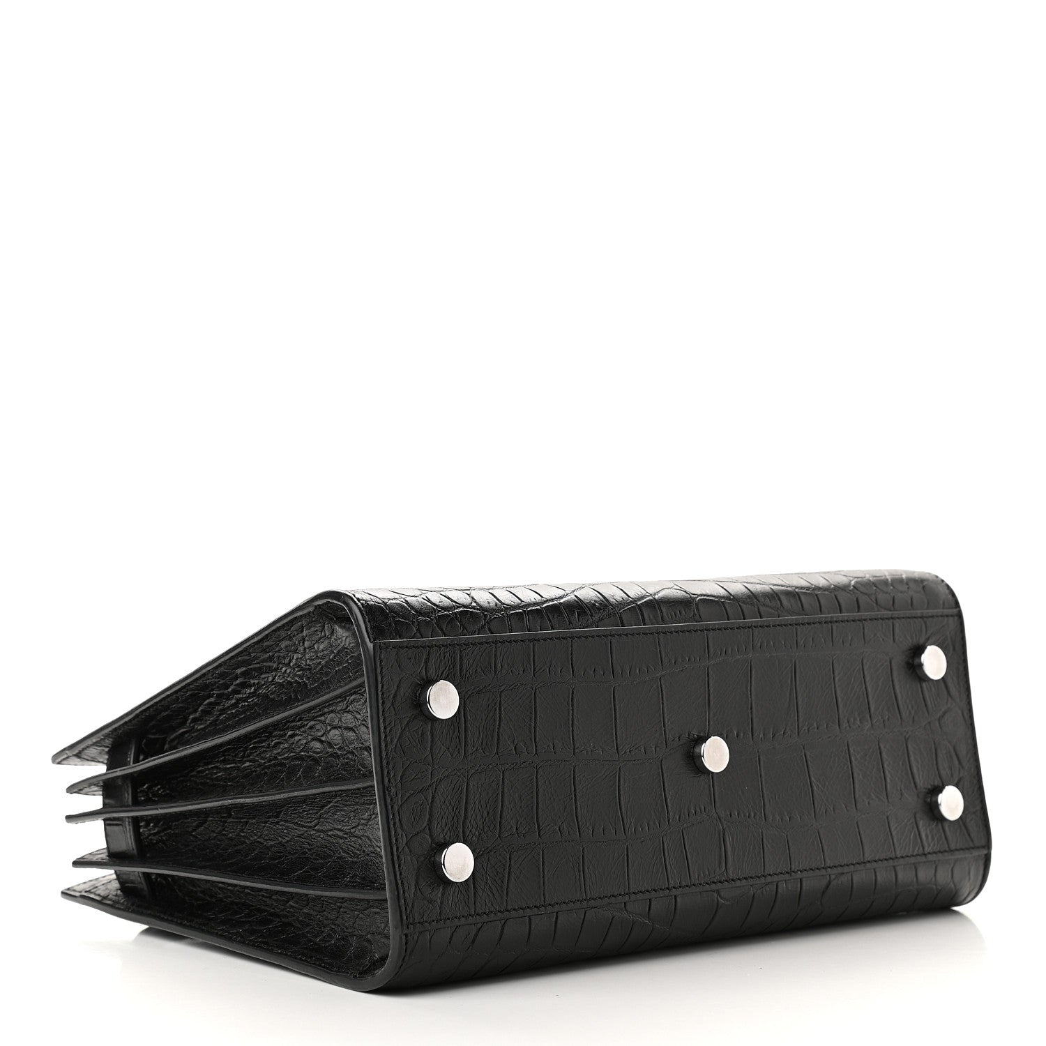 Saint Laurent Calfskin Crocodile Embossed Baby Sac De Jour Black 3 of 8