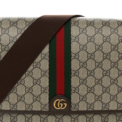 Gucci Tender GG Supreme Monogram Textured Dollar Calfskin Ophidia Messenger Bag Beige Ebony Dark Brown 8 of 10