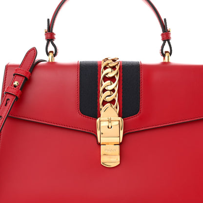 Gucci Calfskin Medium Sylvie Top Handle Bag Hibiscus Red 8 of 11