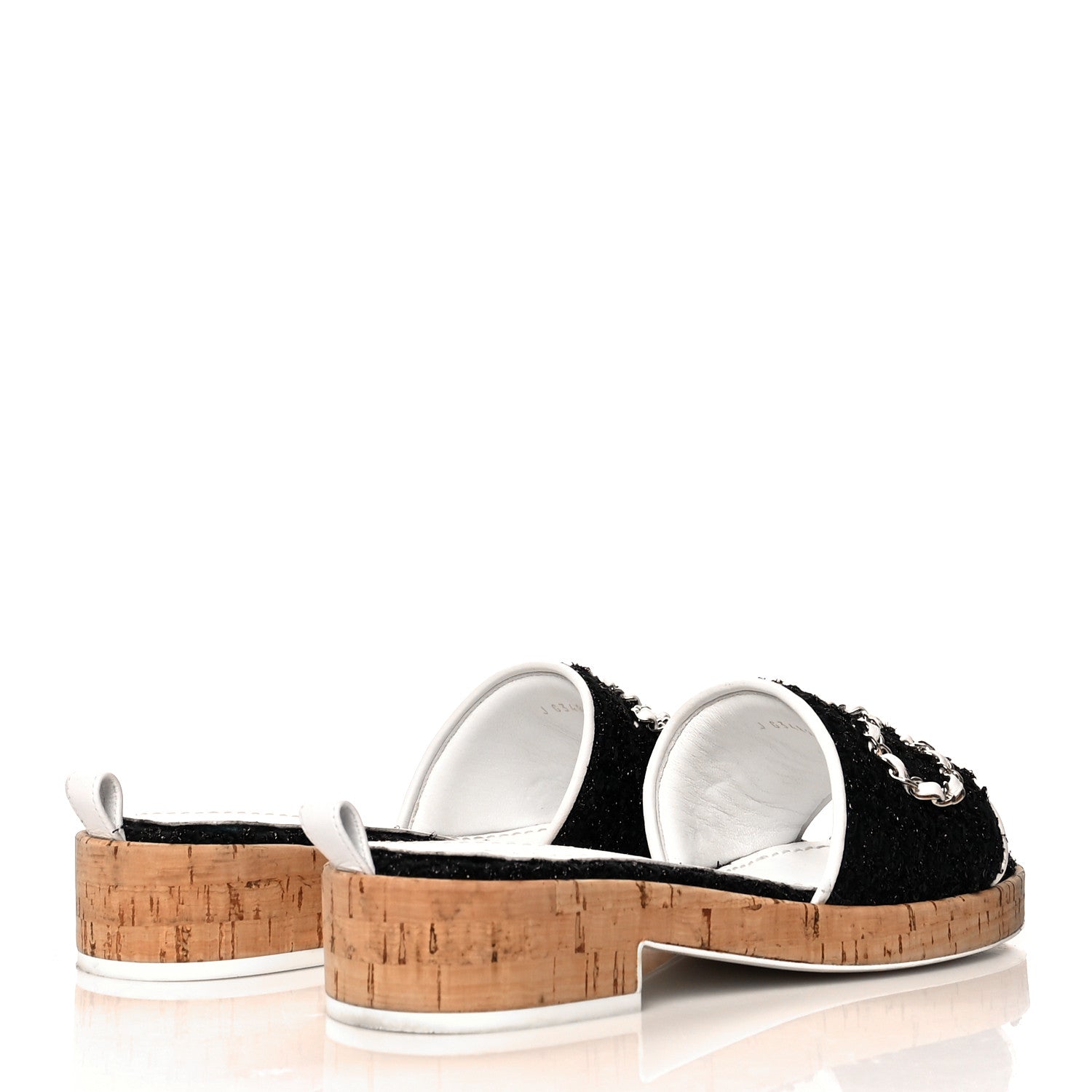 Chanel Tweed Cork CC Chain Mule Sandal 36 Black 4 of 8