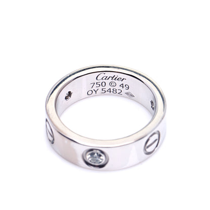 Cartier 18K White Gold 3 Diamond 5.5mm LOVE Ring 49 4.75 5 of 6
