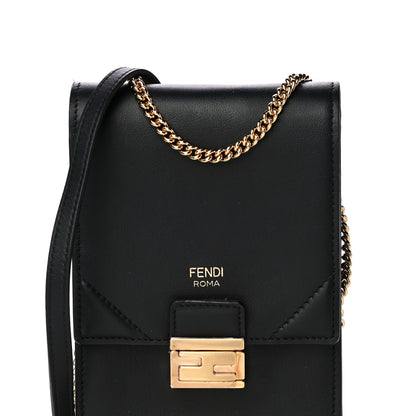 Fendi Vitello Grace Matte Kan U Vertical Wallet On Chain Black 8 of 11