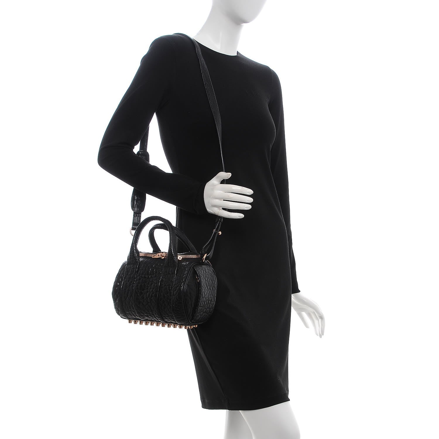 Alexander Wang Pebbled Lambskin Mini Rockie Black Rose Gold Hardware 2 of 6
